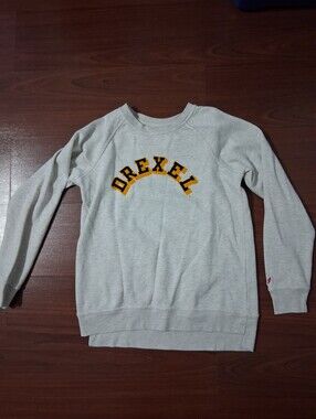 League Light Gray Crewneck Sweatshirt with Yellow and Black Drexel Logo